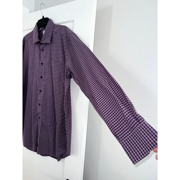 David Donahue Men's XXL Purple Check Long Sleeve Button Up Shirt - Picture 4 of 8
